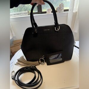 Calvin Klein Black Satchel with Tassel/key card holder Accent (2)